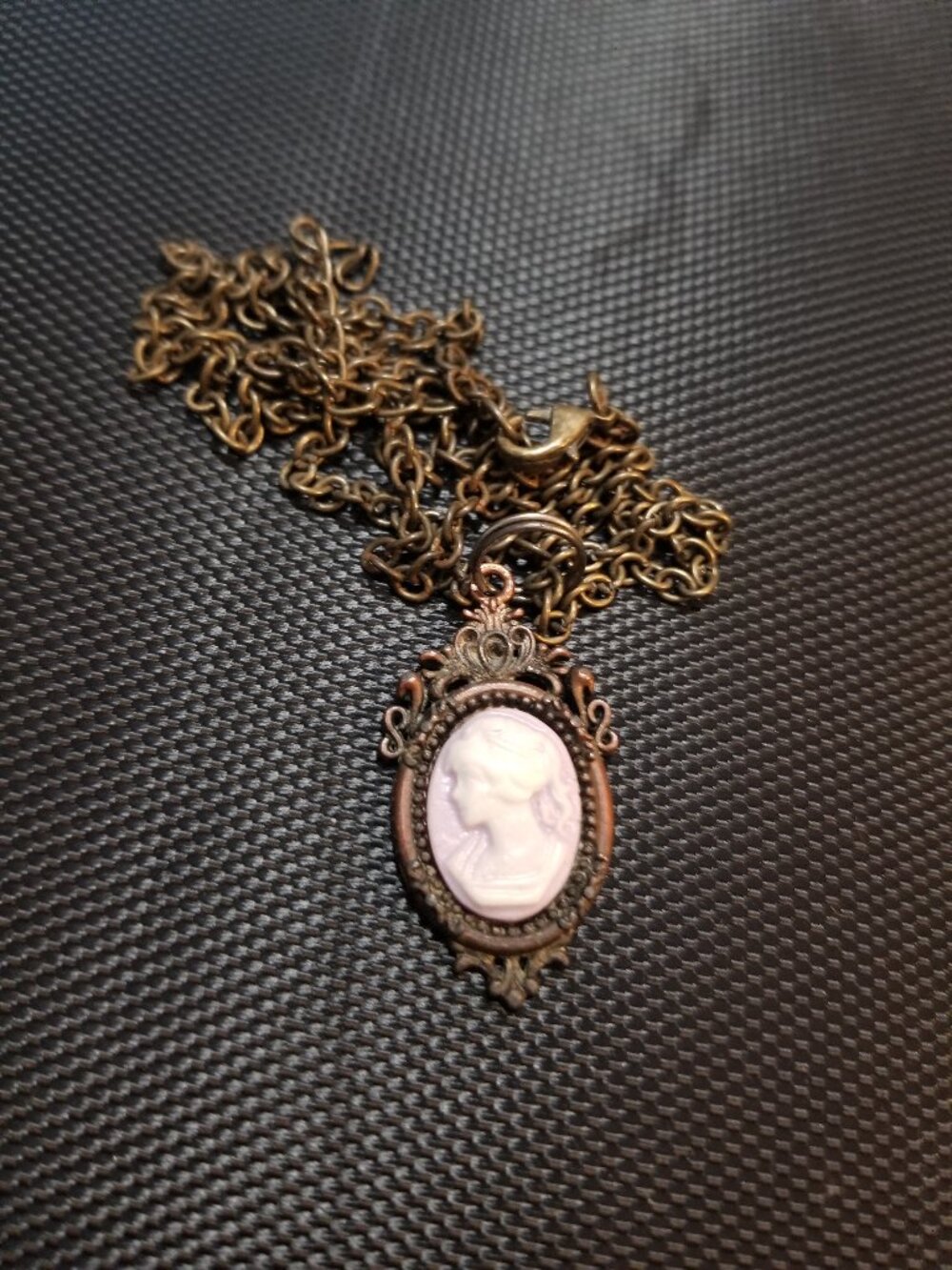 HTF: Vintage/Mid-Century: A Modern Reproduction: White on Lilac Cameo Necklace